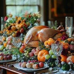 thanksgiving day dinner on the table