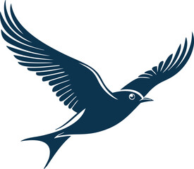 Silhouette of a bird flying free