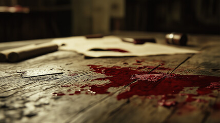 Naklejka premium Bleeding on the table 