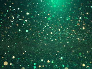 abstract Christmas green shiny light glitter confetti blurred background