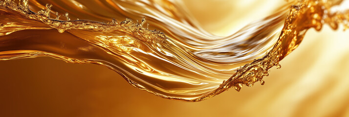 Abstract Art of Golden Waves Representing Financial Tides and Economic Fluctuations in Vibrant Hues
