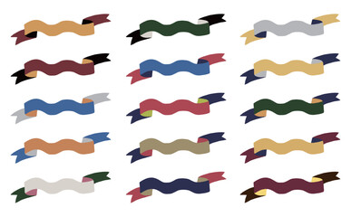 シンプルなリボンアイコン 手描きイラストセット