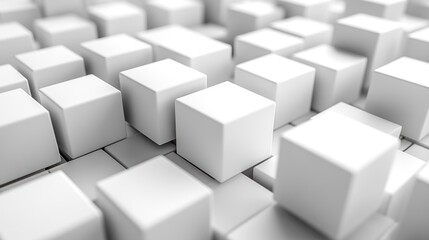 Fototapeta premium A field of white cubes arranged in a 3D grid pattern.