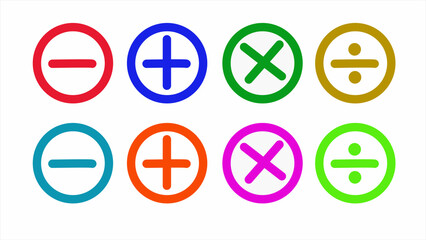 Colorful Circle Math Symbol Icons