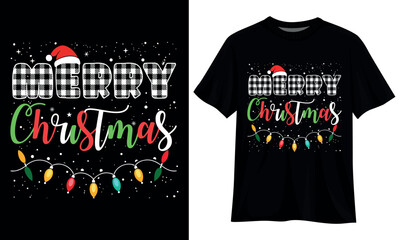 Fototapeta premium Merry Christmas Matching Family Santa Hat Lights Xmas T-Shirt Design Template 7