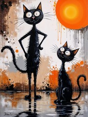 Dreamy Cats in an Abstract World