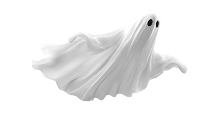 A whimsical 3D illustration of a bat and a playful ghost dancing in the dark wind, perfect for a Halloween-themed design