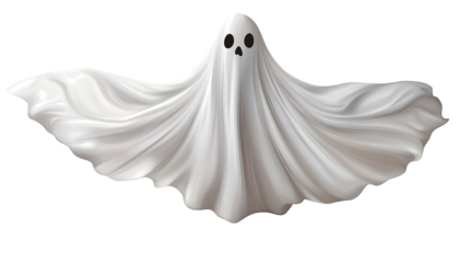 A whimsical 3D illustration of a bat and a playful ghost dancing in the dark wind, perfect for a Halloween-themed design