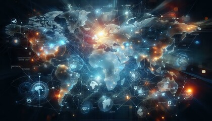 Fototapeta premium Global Connectivity: A Digital World Map