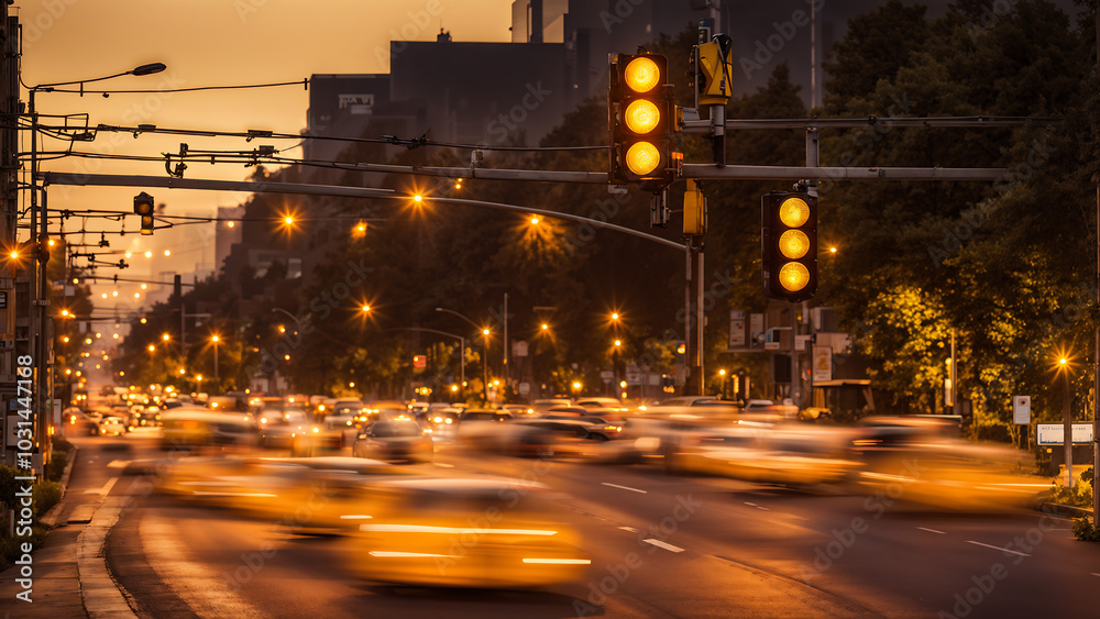 Wall mural night traffic in the city