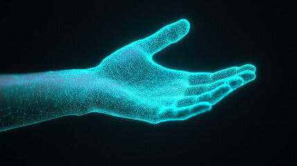 Obraz premium Glowing hand, futuristic digital design