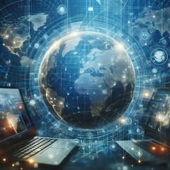 Fototapeta premium Global Connectivity: A Digital World Map