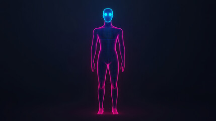 Neon human figure on dark background