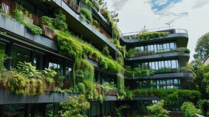 Fototapeta premium A building with a green roof and a lot of plants