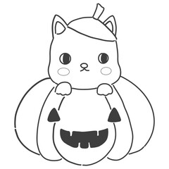 Halloween pumpkin with a cat