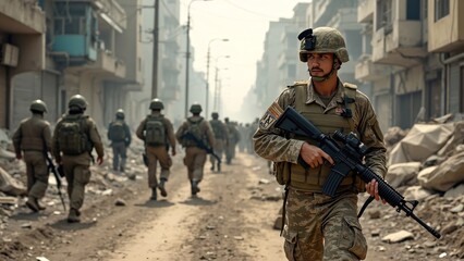 Fototapeta premium soldier with rifle