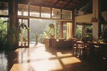 Fototapeta premium modern living room, open plan living room in bali