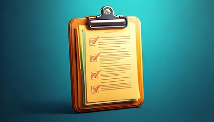 A clipboard with checklists against a vibrant background, symbolizing organization, planning, and task management.