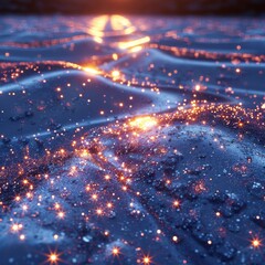 Obraz premium Abstract Glowing Surface with Orange and Blue Hues