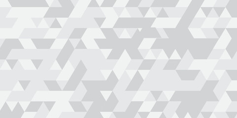 Abstract geometric white or gray background seamless triangular origami grayscale mosaic and low polygon triangle texture banner wallpaper.