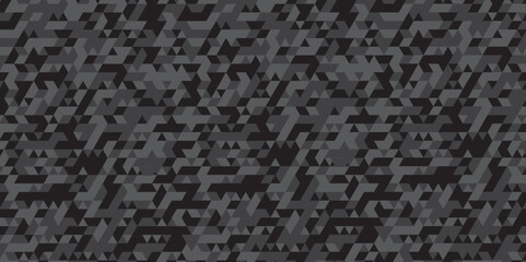 Abstract geometric black and gray cube background seamless mosaic and low polygon triangle texture wallpaper. geometric digital grayscale diamond overlap retro triangular business texture background.