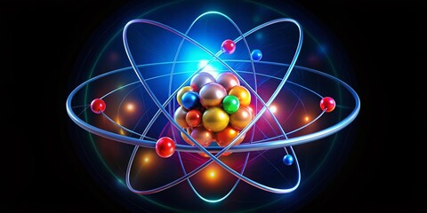 High Dynamic Range Atom Model Isolated on Transparent Background for Science and Education