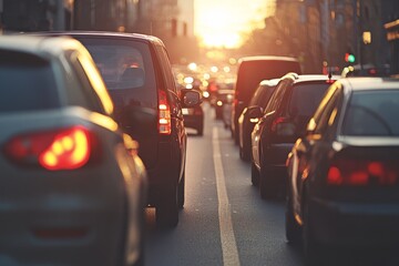 Traffic Jam at Sunset.