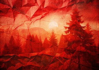 High-Resolution Double Exposure of Red Paper Texture for Background Use