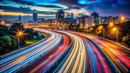 Obraz premium High-Speed Urban Traffic at Night - Motion Blur and Long Exposure Effects