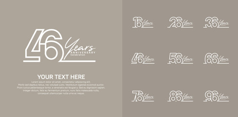 Anniversary logo set vector design, white color for celebration event