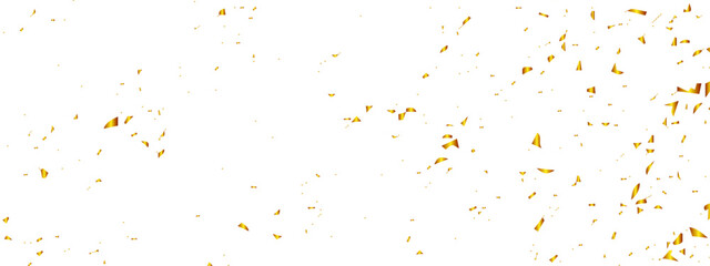 Golden glitter confetti falling down on transparent background. Vector illustration.