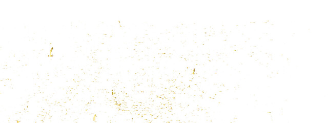 Abstract doted and confetti golden glitter and zigzag ribbon particles splatter on transparent background. Luxury golden glitter confetti that floats down falling bokeh celebration background.