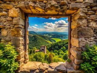 Historic Old Window Castle Ruins