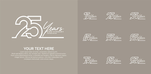 Anniversary logo set vector design, white color for celebration event
