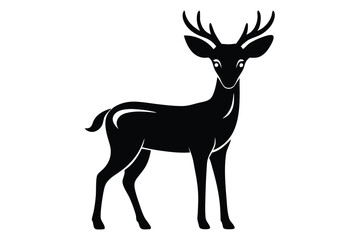 Solid color Whitetail Deer running animal vector design