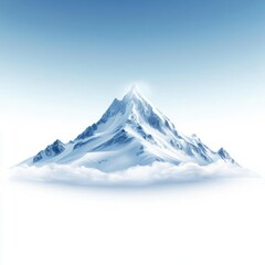 A stunning snow-capped mountain rising majestically above a serene sky, perfect for travel and adventure themes.