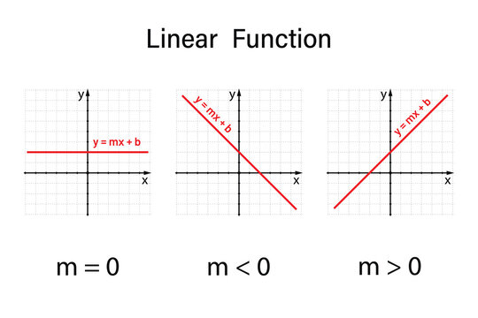 Linear Function on the white background. Education. Graphic diagram. School. Formula. Vector illustration.