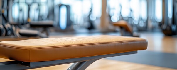 Closeup of a weight bench in a gym
