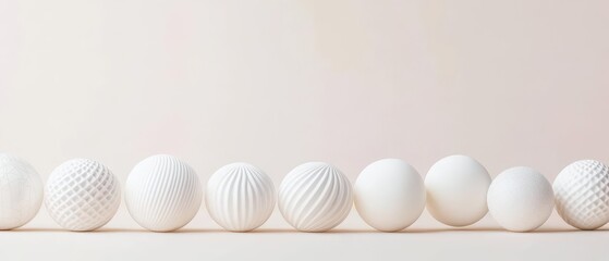 Delicate white Christmas ornaments with soft patterns, arranged elegantly in a modern home, minimalist holiday decor aesthetic