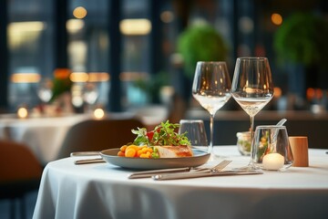Elegant Fine Dining Setup in Upscale Restaurant