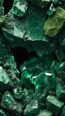 A deep green emerald background with natural textures, giving a grounding and lush look, reminiscent of nature
