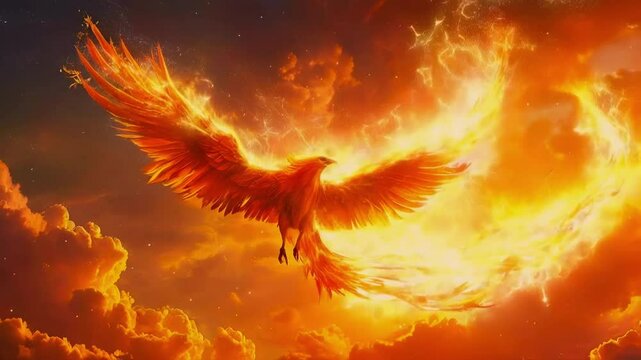 Fire Bird Spreading Magic in the Sky