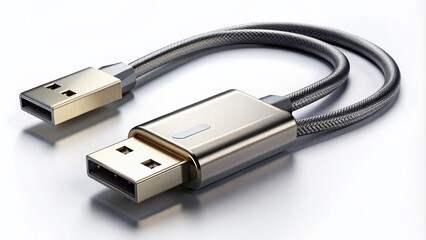 Isolated USB Cable on White Background - Modern Technology Concept
