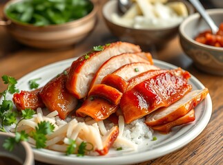 Chinese traditional dish roasted crispy Peking Duck served
