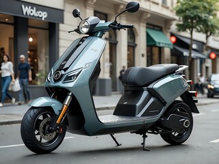 
"Couple riding electric scooters through the city, promoting eco-friendly urban transportation and mobility."