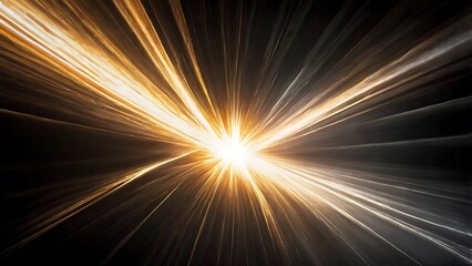 Abstract digital artwork featuring a radiant burst of golden light emanating from the center, composed of bright, luminous rays that extend outward in all directions against a dark background