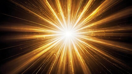 Obraz premium Abstract digital artwork featuring a radiant burst of golden light emanating from the center, composed of bright, luminous rays that extend outward in all directions against a dark background