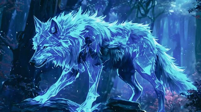 Blue Wolf Guardian of the Crystal Forest