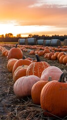 Enchanting Pumpkin Patch at Sunset