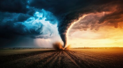 Small Tornado Touches Down in Rural Area at Dusk